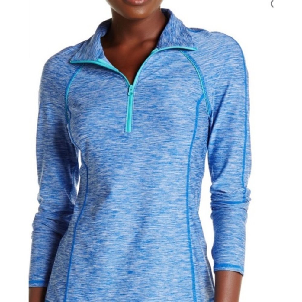 💕Z BY ZELLA💕 Fast Pace Half Zip Jacket ~ Heathered Blue Marmara Medium NWOT